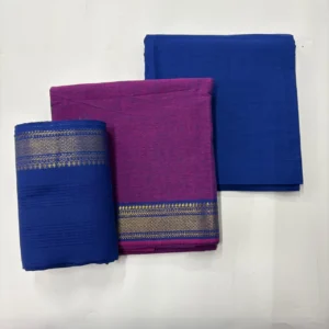 Royal Blue & Magenta Mangalagiri Cotton Salwar Material