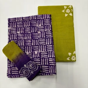 Purple & Light Green Batik Cotton Salwar Material