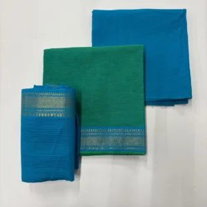 Green & Blue Mangalagiri Cotton Salwar Material