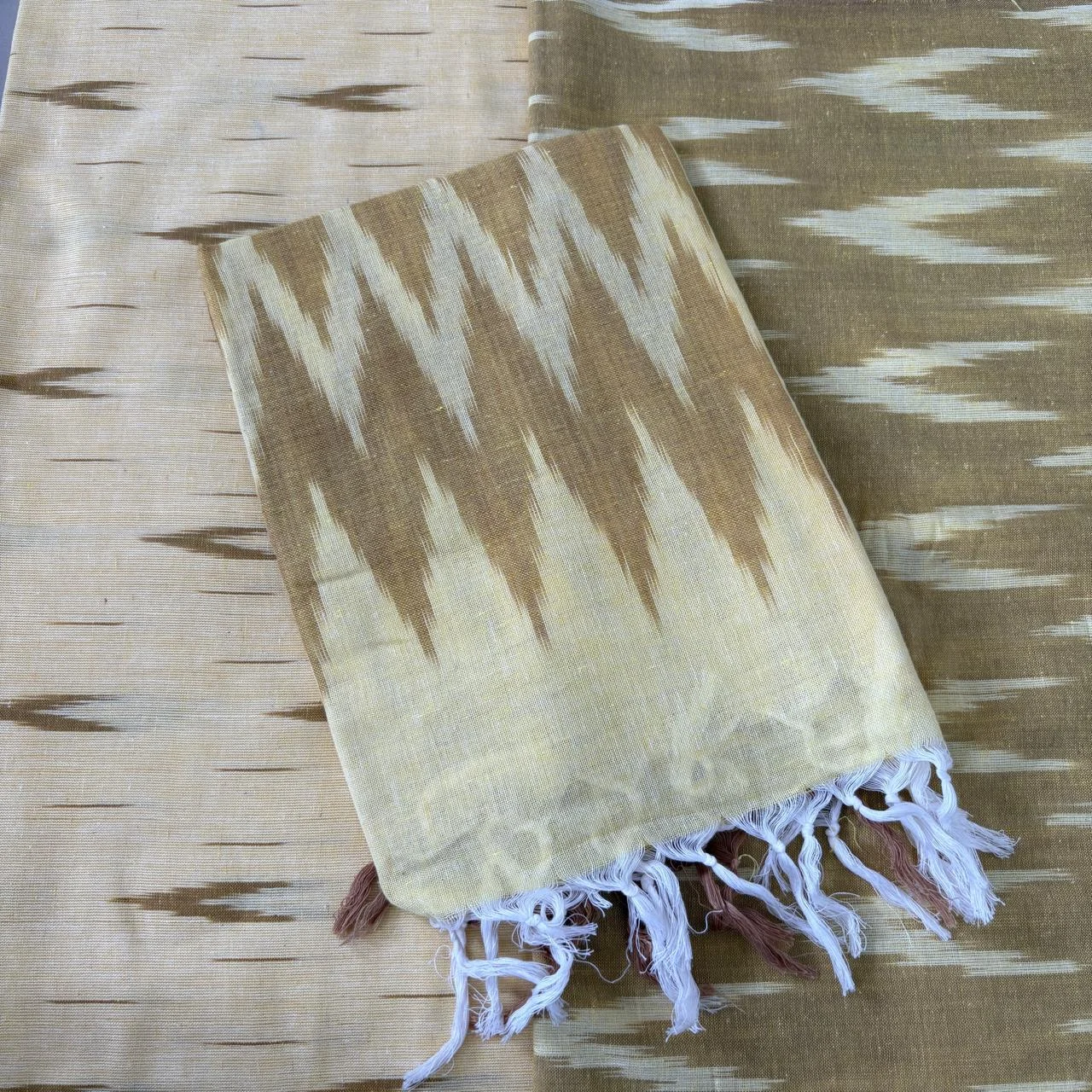 Mustard Yellow Ikat Cotton Salwar Material