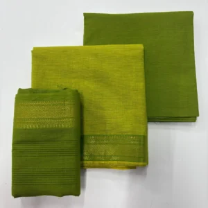 Olive Green with Lime Green Mangalagiri Cotton Salwar Material
