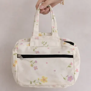 Two Zip Cotton Small Bag