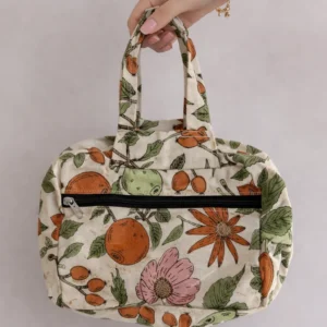 Two Zip Cotton Small Bag