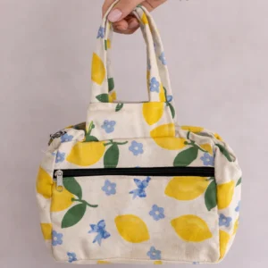 Two Zip Cotton Small Bag