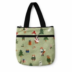 printed cotton sponge bag double zip