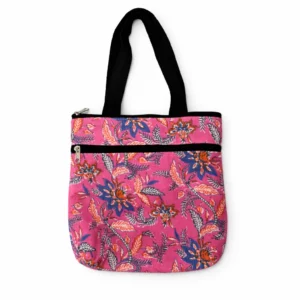 printed cotton sponge bag double zip