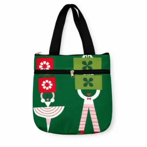 printed cotton sponge bag double zip