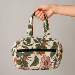 Two Zip Cotton Small Bag
