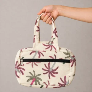 Two Zip Cotton Small Bag