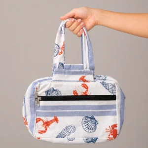 Two Zip Cotton Small Bag