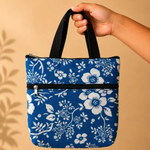 printed cotton sponge bag double zip