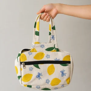Two Zip Cotton Small Bag