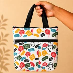printed cotton sponge bag double zip