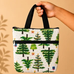 printed cotton sponge bag double zip