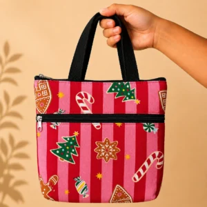 printed cotton sponge bag double zip