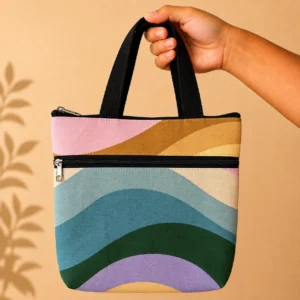 printed cotton sponge bag double zip