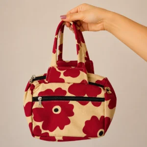 Two Zip Cotton Small Bag