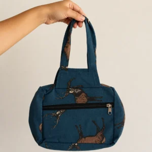 Two Zip Cotton Small Bag