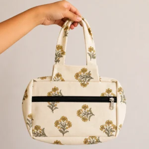 Two Zip Cotton Small Bag