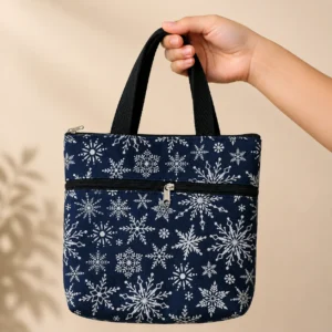printed cotton sponge bag double zip