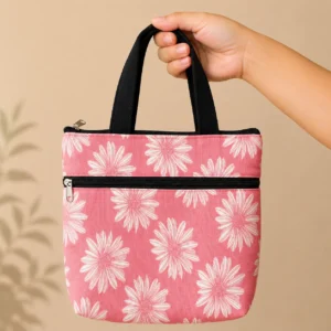 printed cotton sponge bag double zip