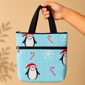 printed cotton sponge bag double zip