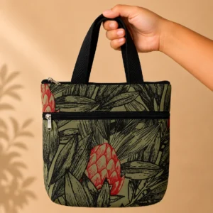 printed cotton sponge bag double zip