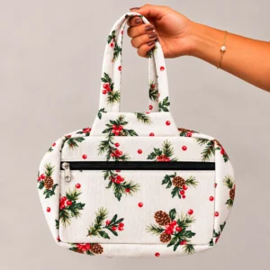 Two Zip Cotton Small Bag