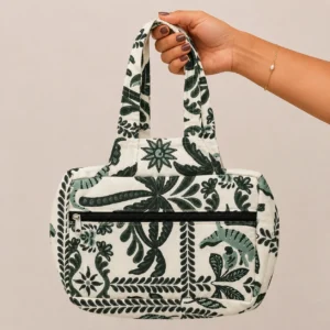 Two Zip Cotton Small Bag