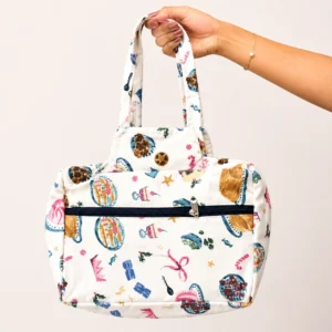 Two Zip Cotton Small Bag