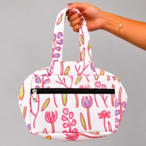 Two Zip Cotton Small Bag