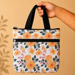 printed cotton sponge bag double zip