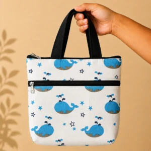 printed cotton sponge bag double zip