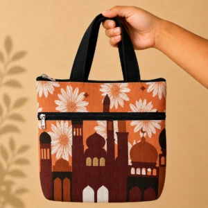 printed cotton sponge bag double zip