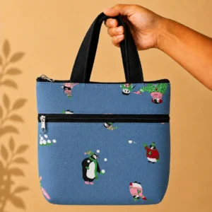 printed cotton sponge bag double zip