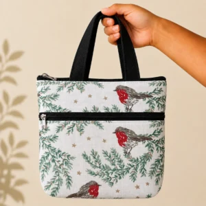 printed cotton sponge bag double zip