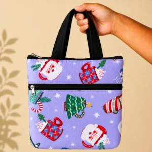 printed cotton sponge bag double zip