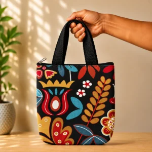 printed cotton sponge bag single zip
